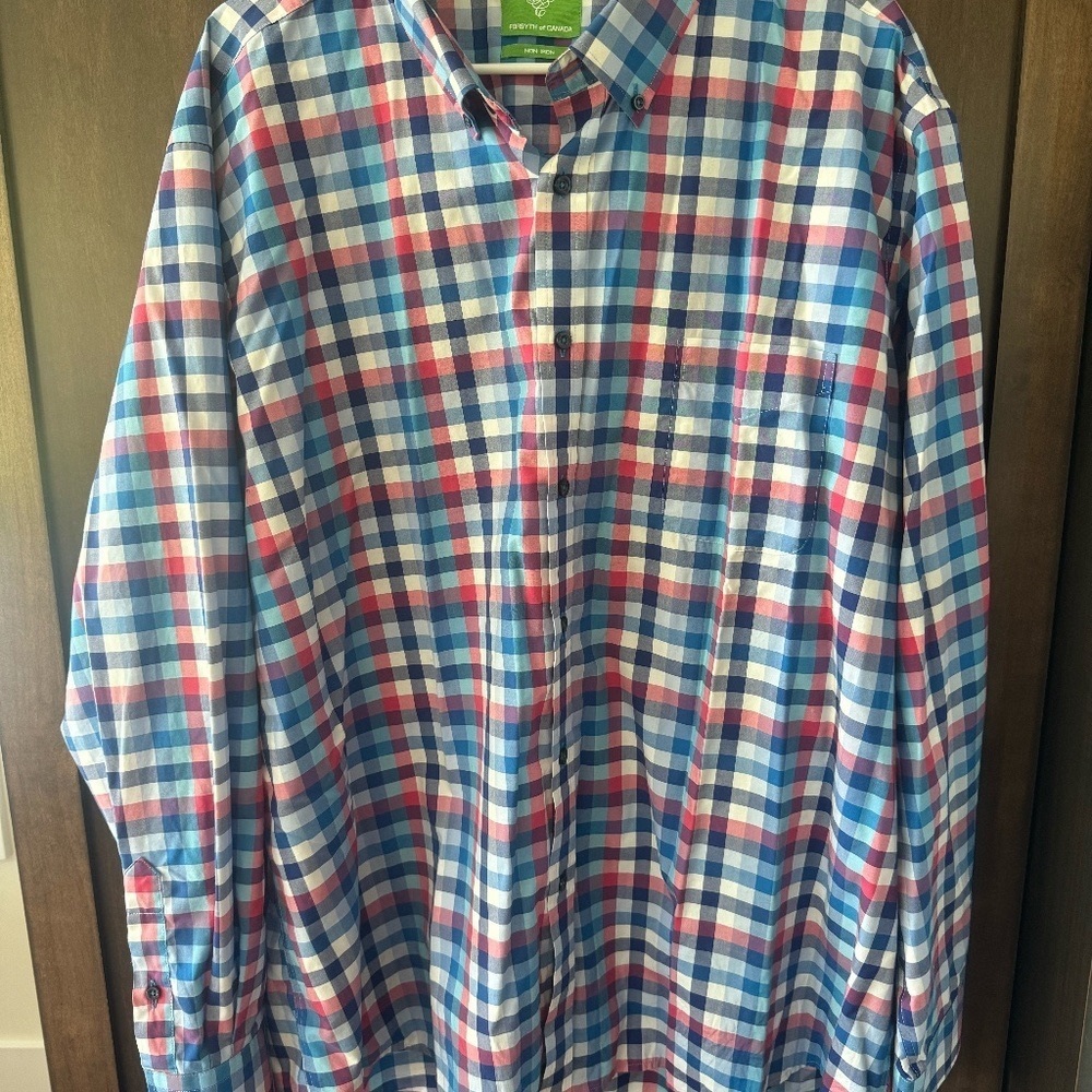 Forsyth of Canada Long Sleeve Plaid Shirt sz 2XL Non Iron